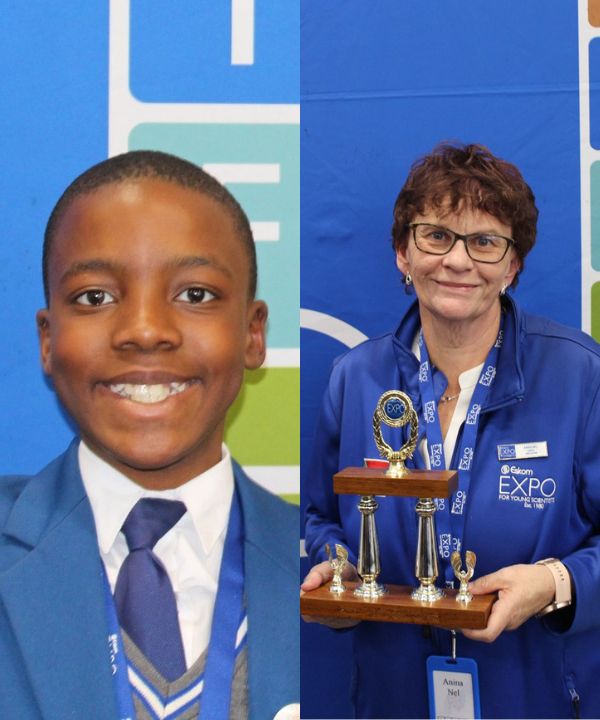 Gold for St Andrews School. Mphe Moloto: Best Development Project (Strength of vegan Scoby leather) with Teacher Anina Nel (Grade 7 Natural Sciences and Grade 8-12 Life Sciences). (Image: Supplied)